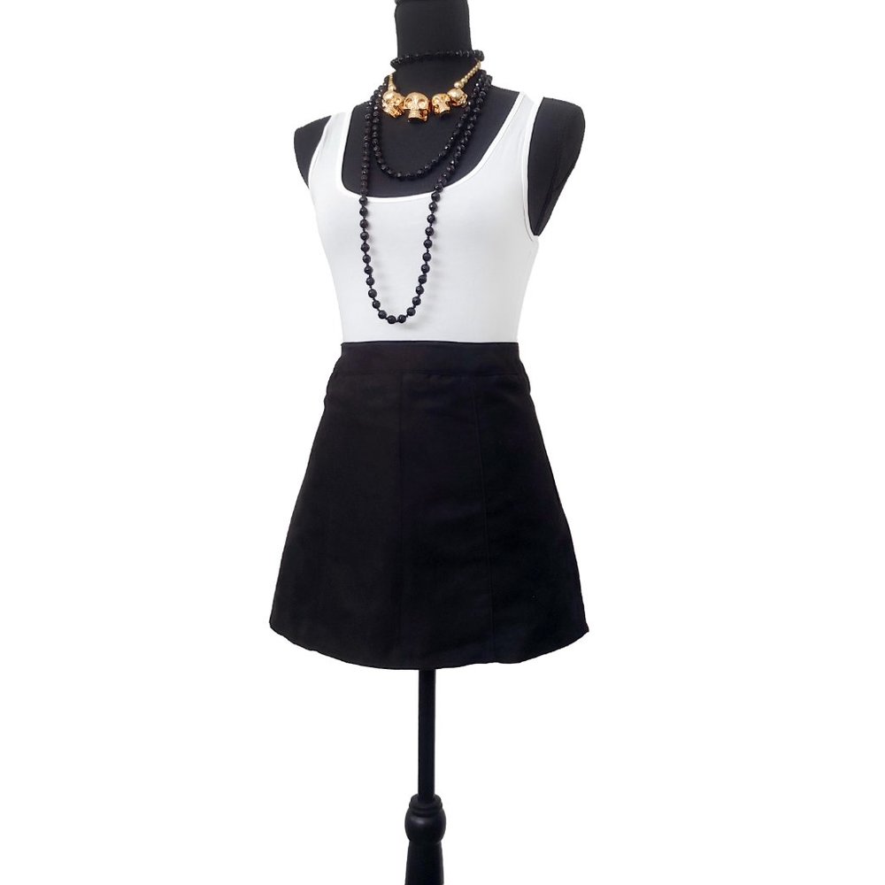 Black Hi Waisted Soft Velvet Ultra Suede 70s Style Goth Skirt